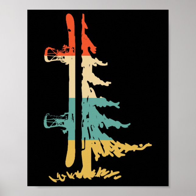 Snowboard Gräs Träd Vintage Snowboarder Snowboardi Poster (Framsidan)
