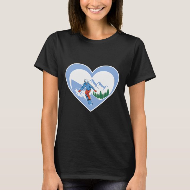 Snowboard Heart - Snowboarding Kärlek T Shirt (Framsida)
