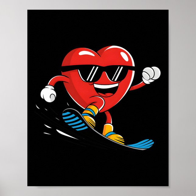 Snowboard Heart Snowboarding Valentines day Boys G Poster (Framsidan)