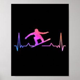 Snowboard Heartslag 80-tal 90-tal Retro Winter Sno Poster