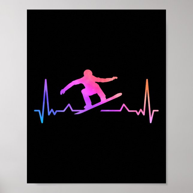 Snowboard Heartslag 80-tal 90-tal Retro Winter Sno Poster (Framsidan)