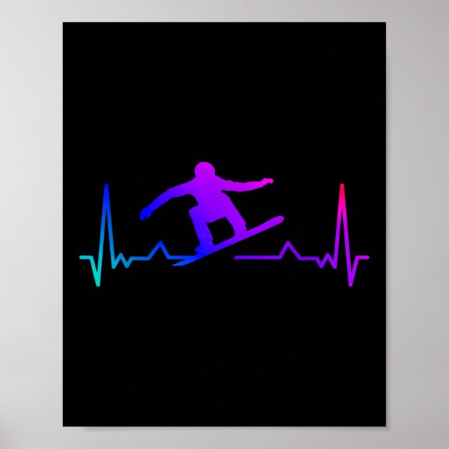 Snowboard Heartslag 80-tal 90-tal Retro Winter Sno Poster (Framsidan)