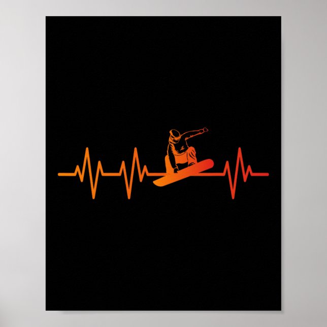 Snowboard Heartslag 80-tal 90-tal Retro Winter Sno Poster (Framsidan)