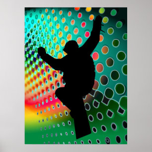 Snowboard i Cosmic Snowstorm Poster