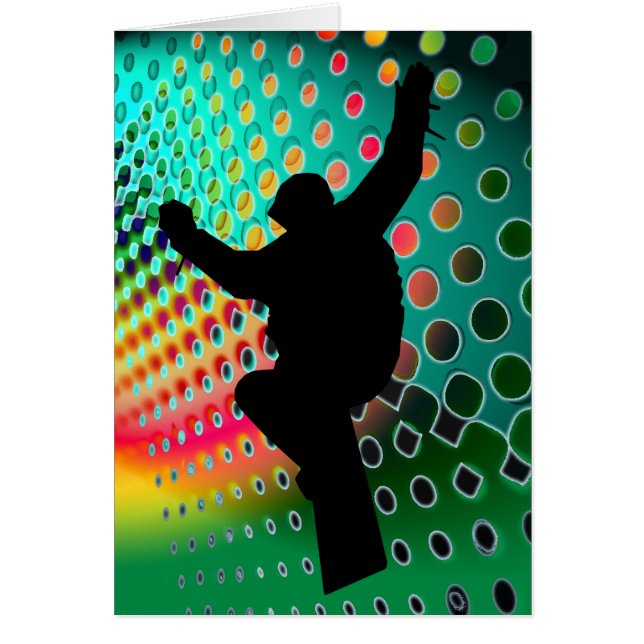 Snowboard i kosmisk Snowstorm Hälsningskort (Framsidan)