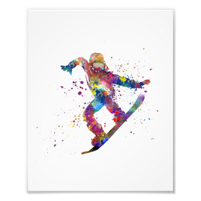 Snowboard in watercolor fototryck (Framsidan)