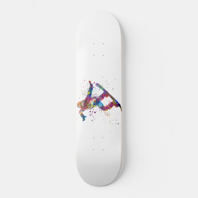 Snowboard in watercolor mini skateboard bräda 18,5 cm (Framsida)