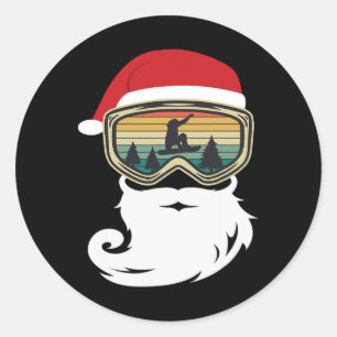Snowboard-jul som Jultomten Snowboarder Runt Klistermärke