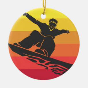 Snowboard Jump Retro Julgransprydnad Keramik