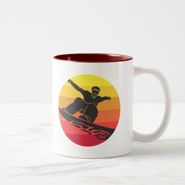 Snowboard Jump Retro Två-Tonad Mugg (Höger)