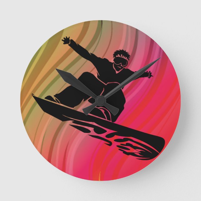 Snowboard-jump Rund Klocka (Framsida)