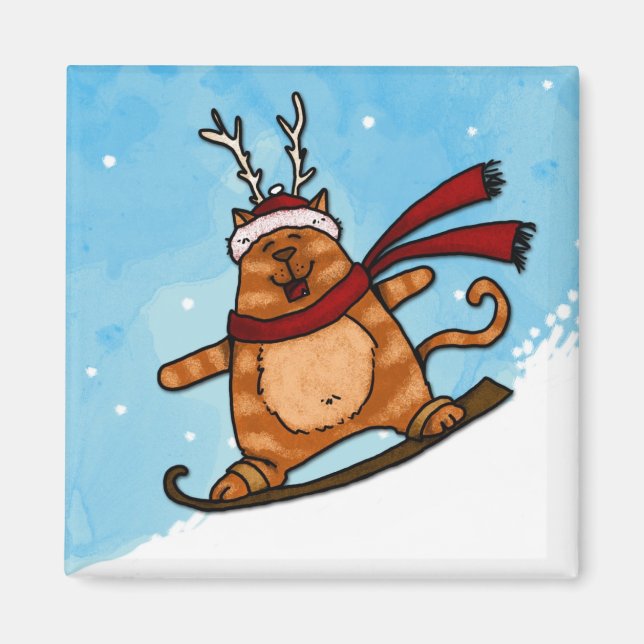 snowboard kattunge magnet (Framsidan)