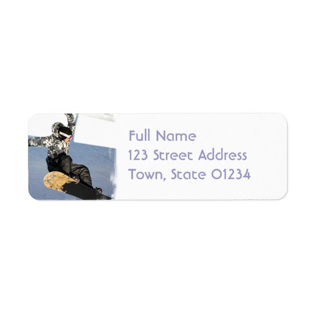 Snowboard Launch Returadress Mailing Label Label Etikett (Framsidan)