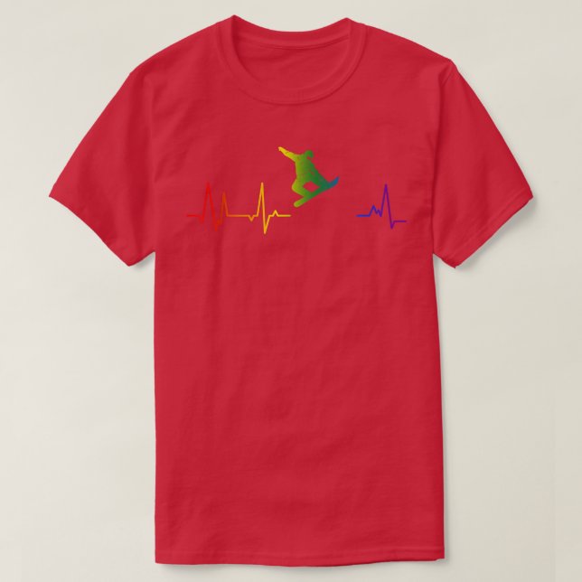 Snowboard LGBTQ Heartslag LGBTQIA for Snowboarder T Shirt (Design framsida)