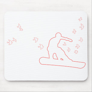 Snowboard med fåglar. musmatta
