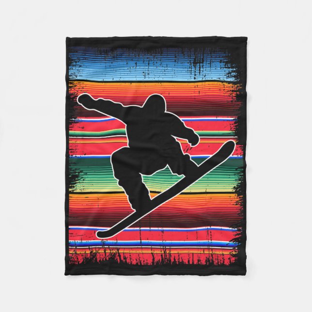 Snowboard Mexican Serape Print Cinco De Mayo Snowb Fleecefilt (Framsidan)