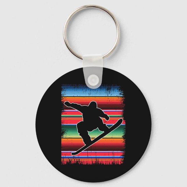 Snowboard Mexican Serape Print Cinco De Mayo Snowb Nyckelring (Framsida)
