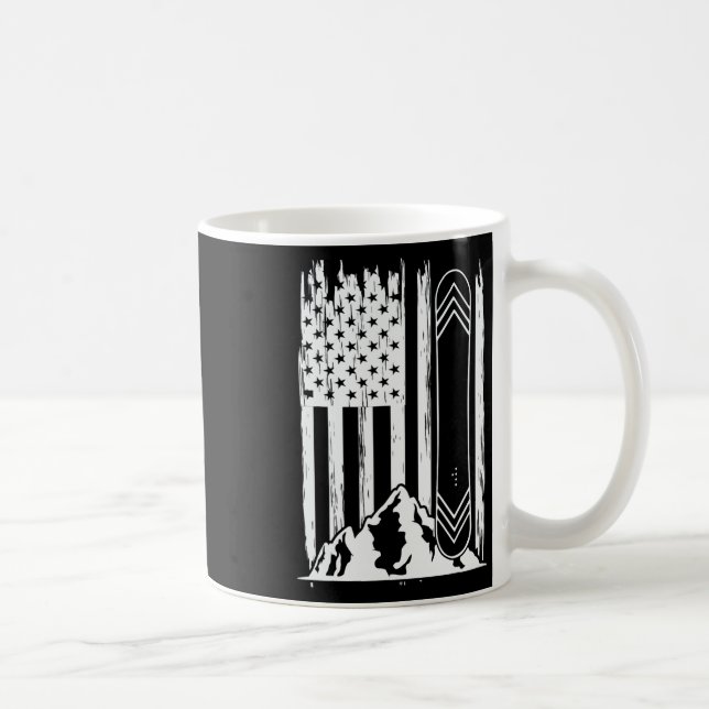 Snowboard Mountas American Flagga Winter Sport Top Kaffemugg (Höger)