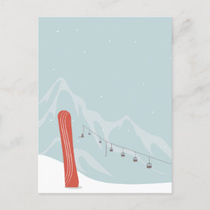 Snowboard och Ski Hiss i Winter Wonderland Helg Vykort