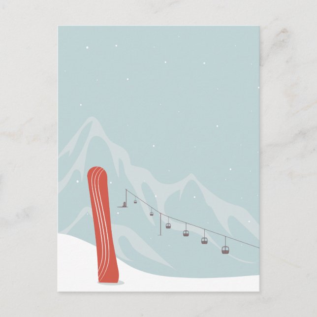 Snowboard och Ski Hiss i Winter Wonderland Helg Vykort (Framsida)