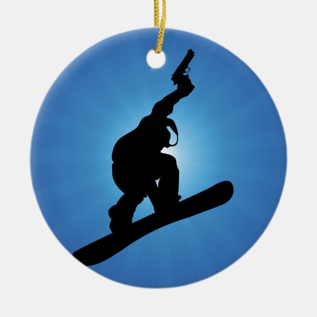 Snowboard Outlaw Julgransprydnad Keramik (Framsidan)