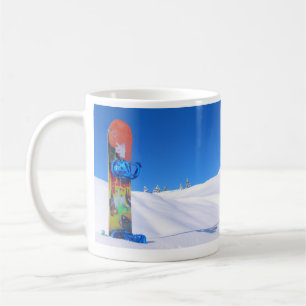 Snowboard på Snowy Slope, Bluebird Day Kaffemugg