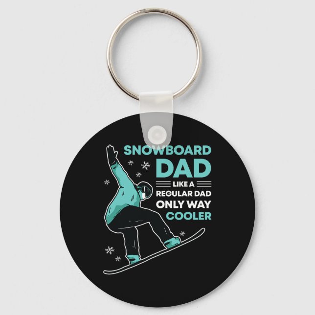 Snowboard Pappa Funny Cute Winter Snowboarding Gif Nyckelring (Framsida)
