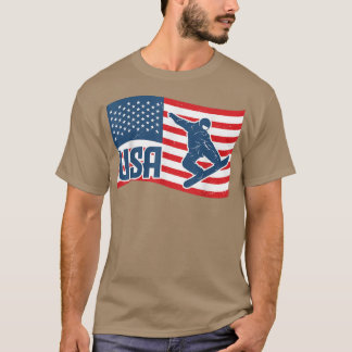 Snowboard Patriotic American Flagga Snowboarder T Shirt