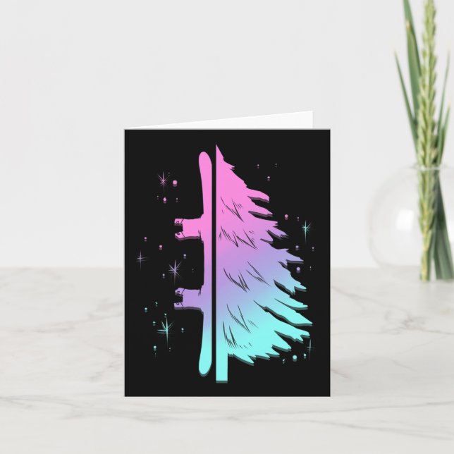 Snowboard Pine Present För Vinterledighet Snowboa Kort (Framsida)