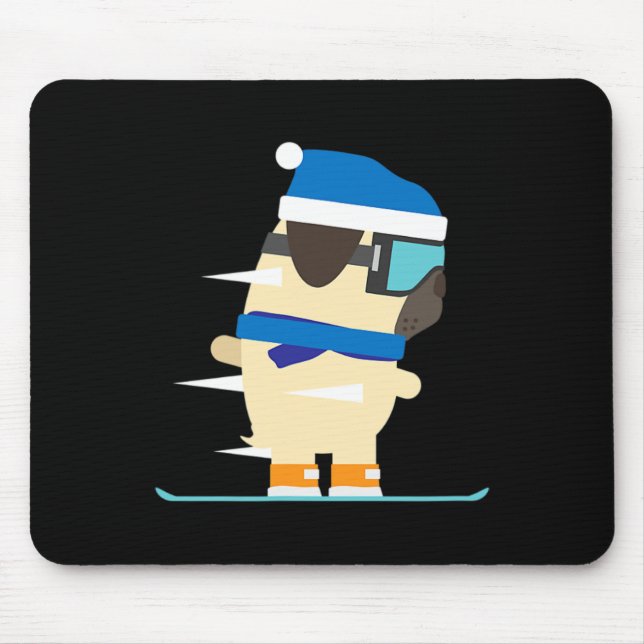 Snowboard Pug Wintersport Gift Idea Musmatta (Framsidan)