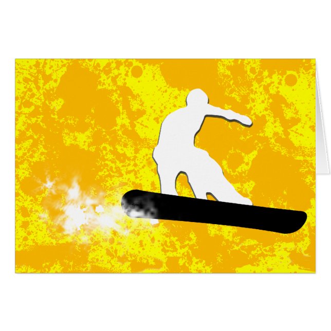 Snowboard, pulverspår. hälsningskort (Framsidan Horizontal)