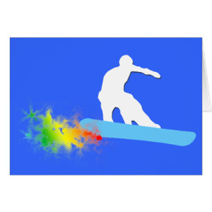 Snowboard, pulverspår. hälsningskort