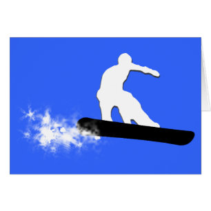 Snowboard, pulverspår. hälsningskort