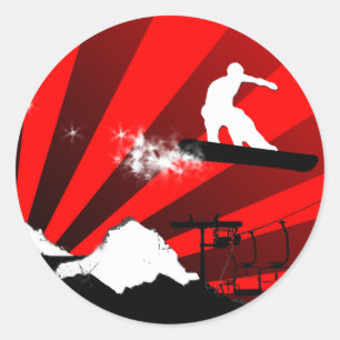snowboard: pulverspår runt klistermärke