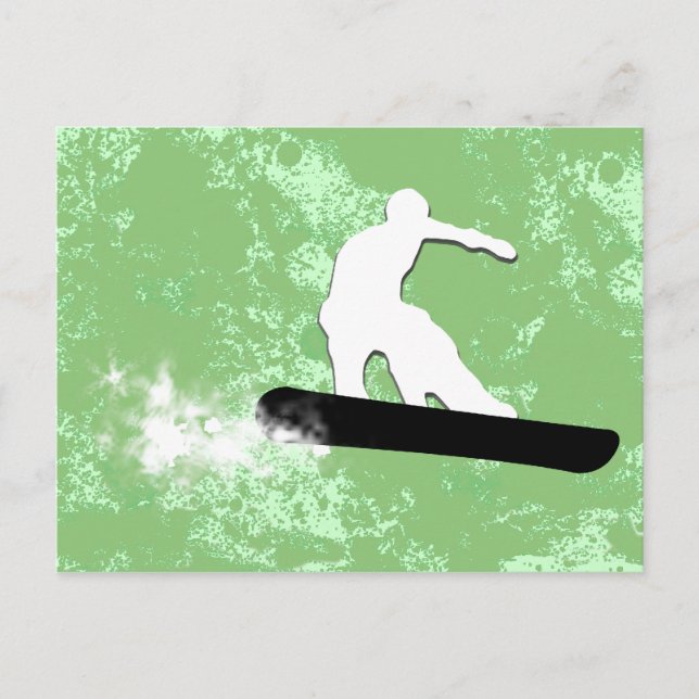 Snowboard, pulverspår. vykort (Framsida)