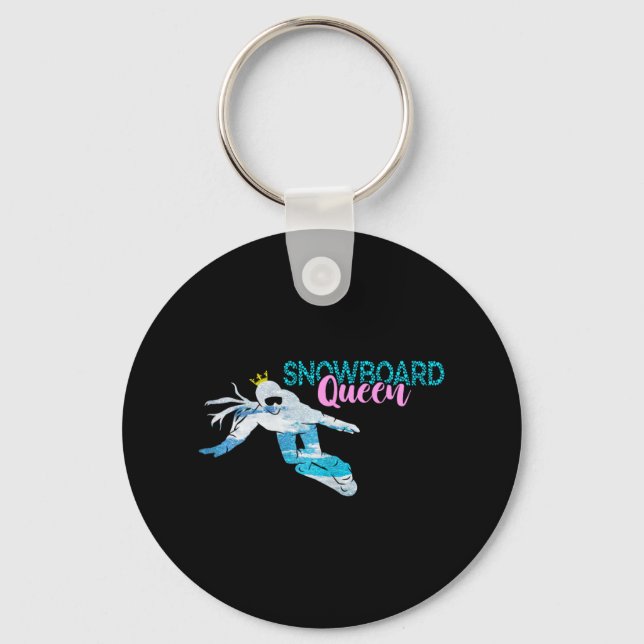 Snowboard Queen Krona Snowboarder Winter Sport Sno Nyckelring (Framsida)