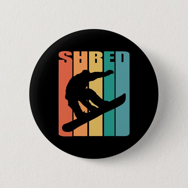 Snowboard Retro 70s Bild Silhouette Roligt Gift Sn Knapp (Framsida)