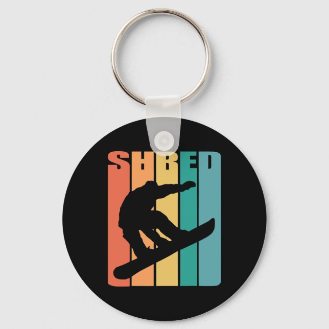Snowboard Retro 70s Bild Silhouette Roligt Gift Sn Nyckelring (Framsida)
