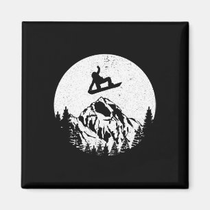 Snowboard Retro Snowboarding Gift Magnet