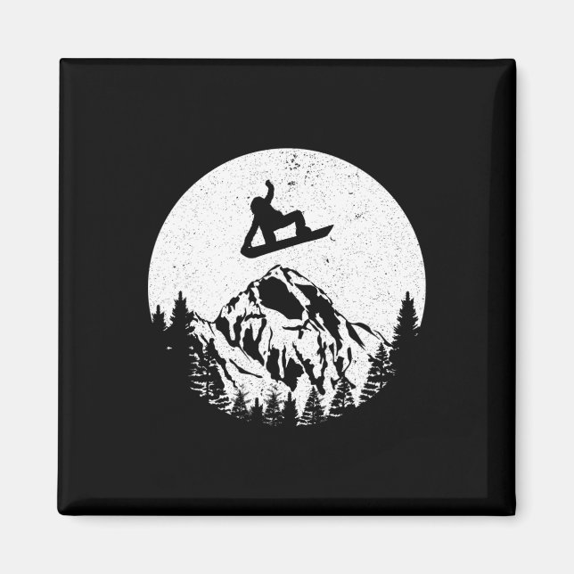 Snowboard Retro Snowboarding Gift Magnet (Framsidan)