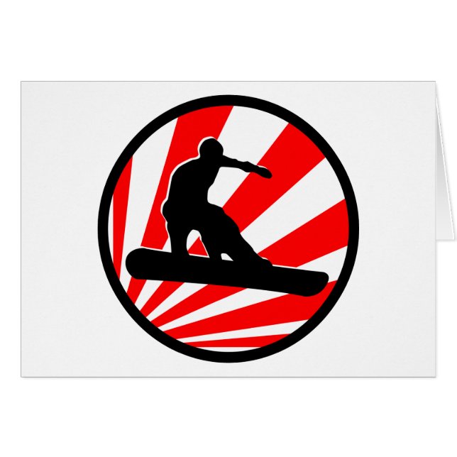 Snowboard : röda strålar hälsningskort (Framsidan Horizontal)
