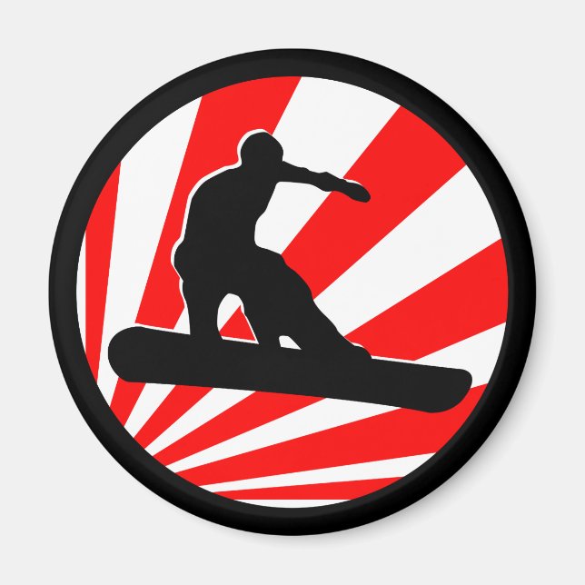 Snowboard, röda strålar. magnet (Framsidan)