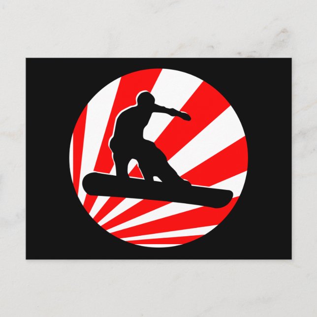 Snowboard : röda strålar vykort (Framsida)