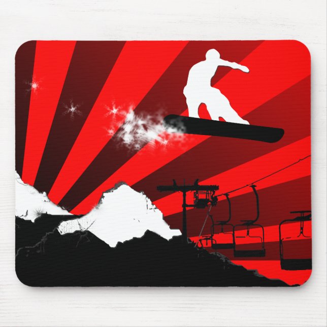 snowboard. rött musmatta (Framsidan)