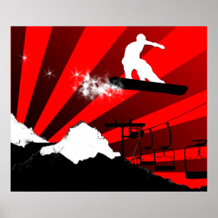 snowboard. rött poster