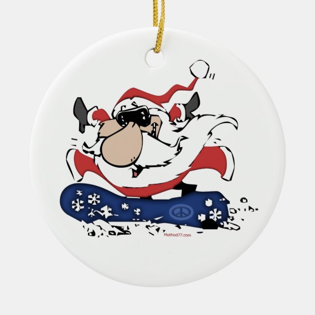 Snowboard Santa med kända prydnadar Julgransprydnad Keramik (Framsidan)