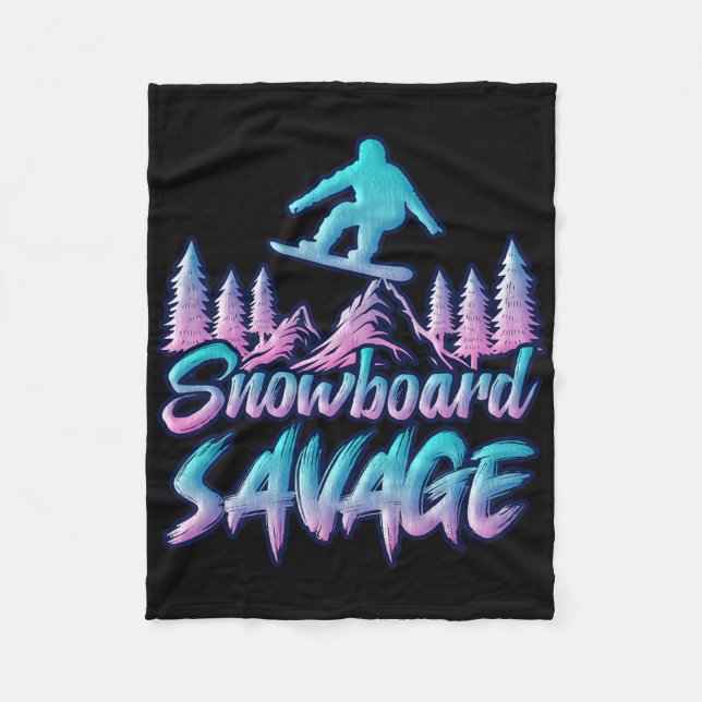Snowboard Savage Funny Snowboarder Kids Snowboardi Fleecefilt (Framsidan)