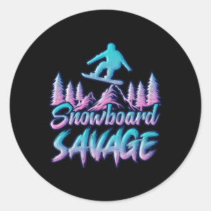 Snowboard Savage Funny Snowboarder Kids Snowboardi Runt Klistermärke