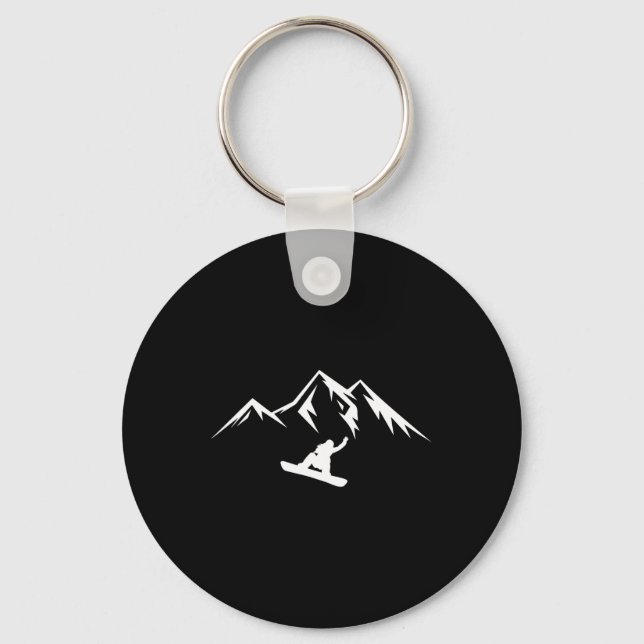 Snowboard Shirt Snö Mountain Winter Snowboarding Nyckelring (Framsida)