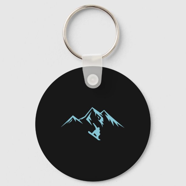 Snowboard Shirt Snö Mountain Winter Snowboarding Nyckelring (Framsida)